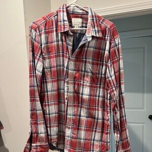 American Eagle Outfitters Red and Blue Plaid Shirt